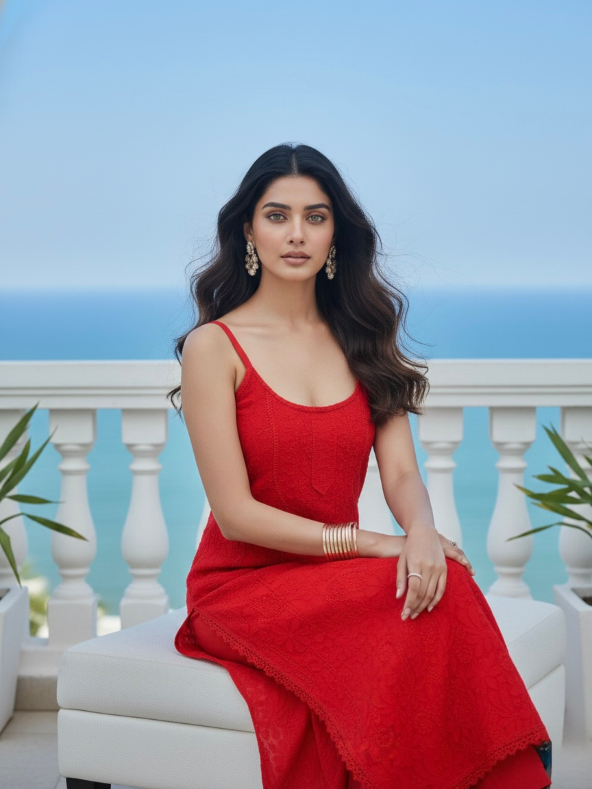 Blood Red Chikankari Sleeveless Kurta