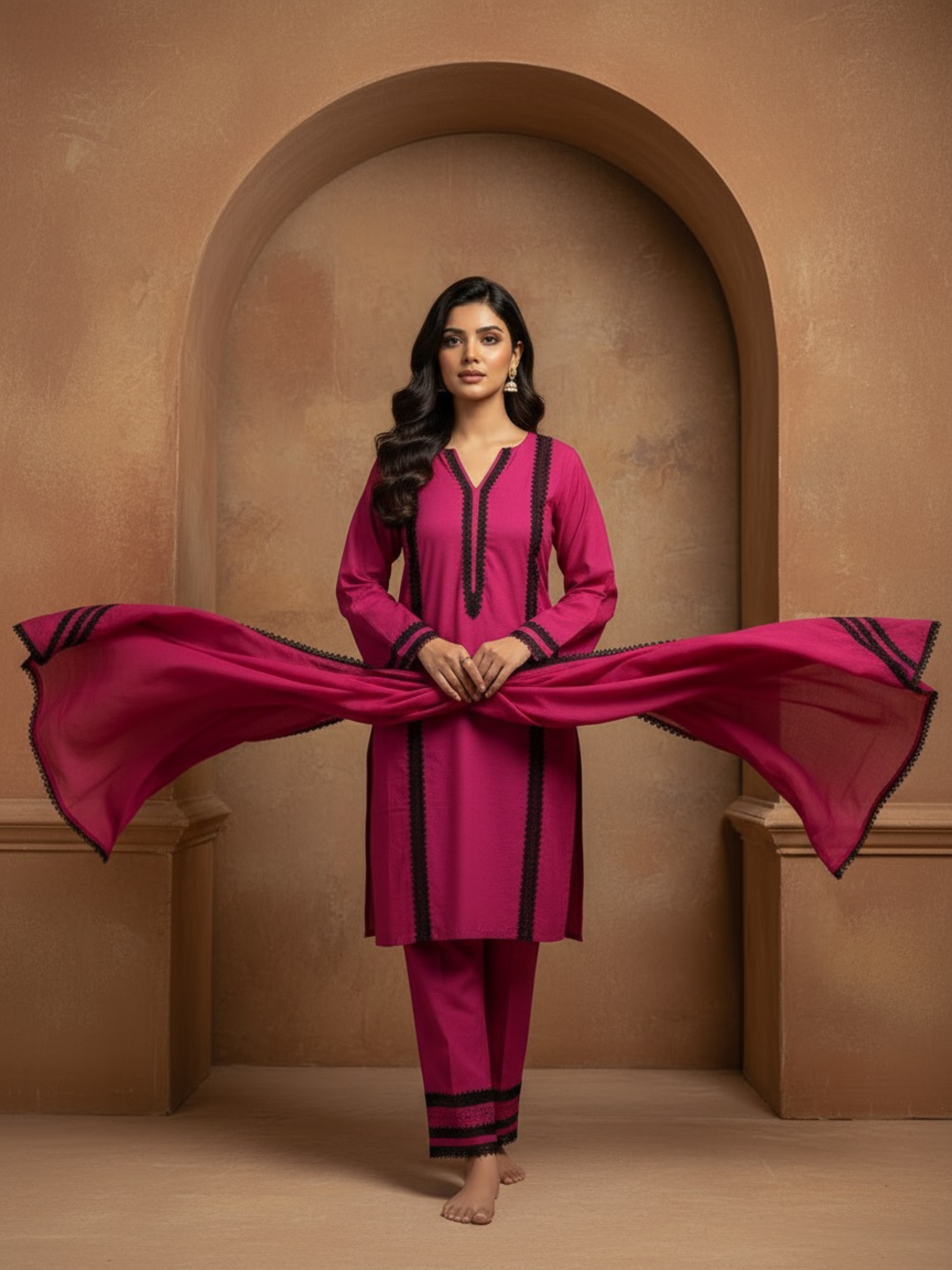 Alaya Cotton Lace Kurta Set (Set of 3)