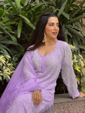 Velvet Twilight Chikankari & Lace Kurta Set (Set of 3)