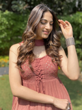 Sand Ombré Anarkali Chikankari Kurta Set (Set of 3)