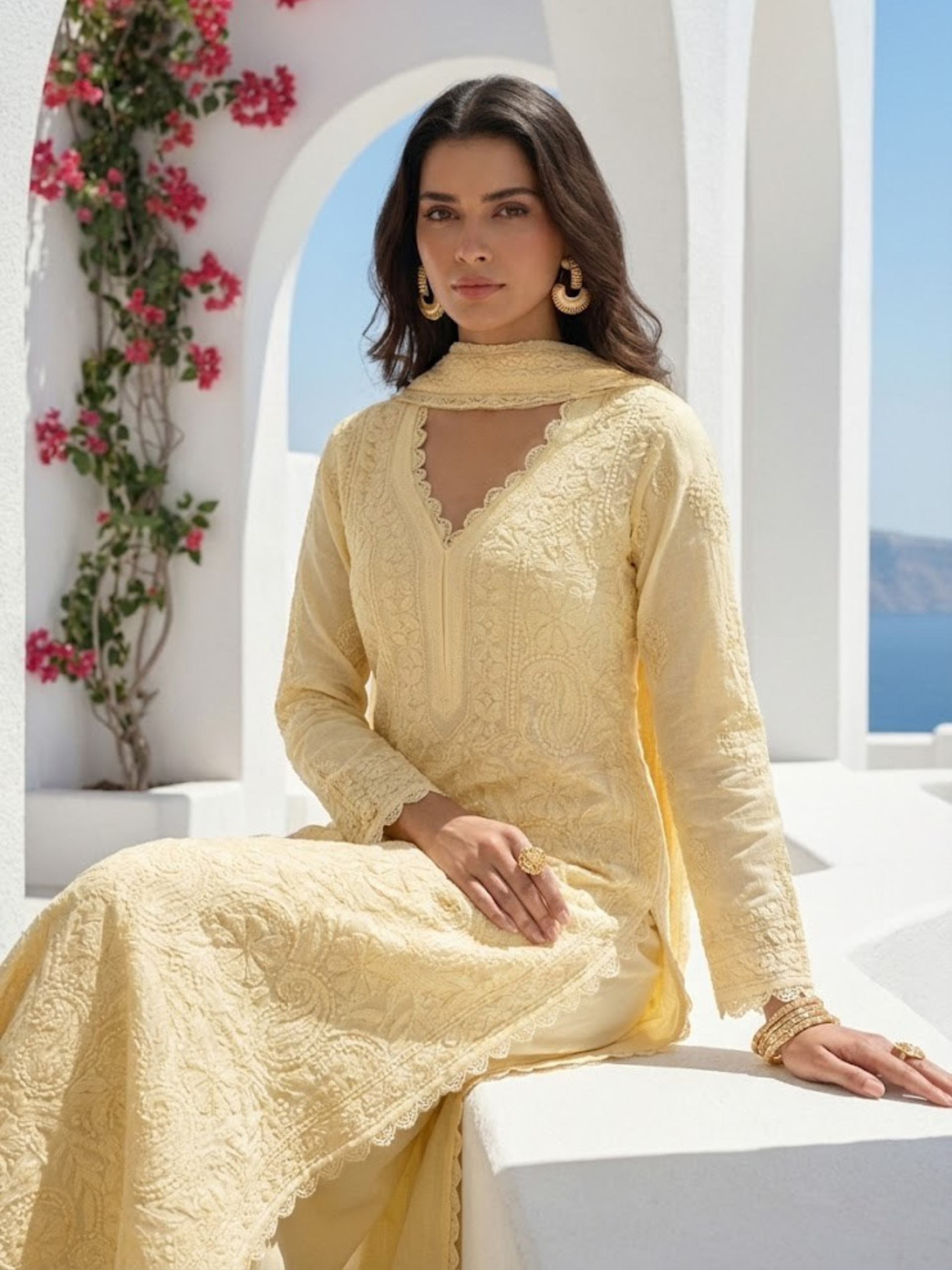 Bellina Chikankari Kurta Set (Set of 3)