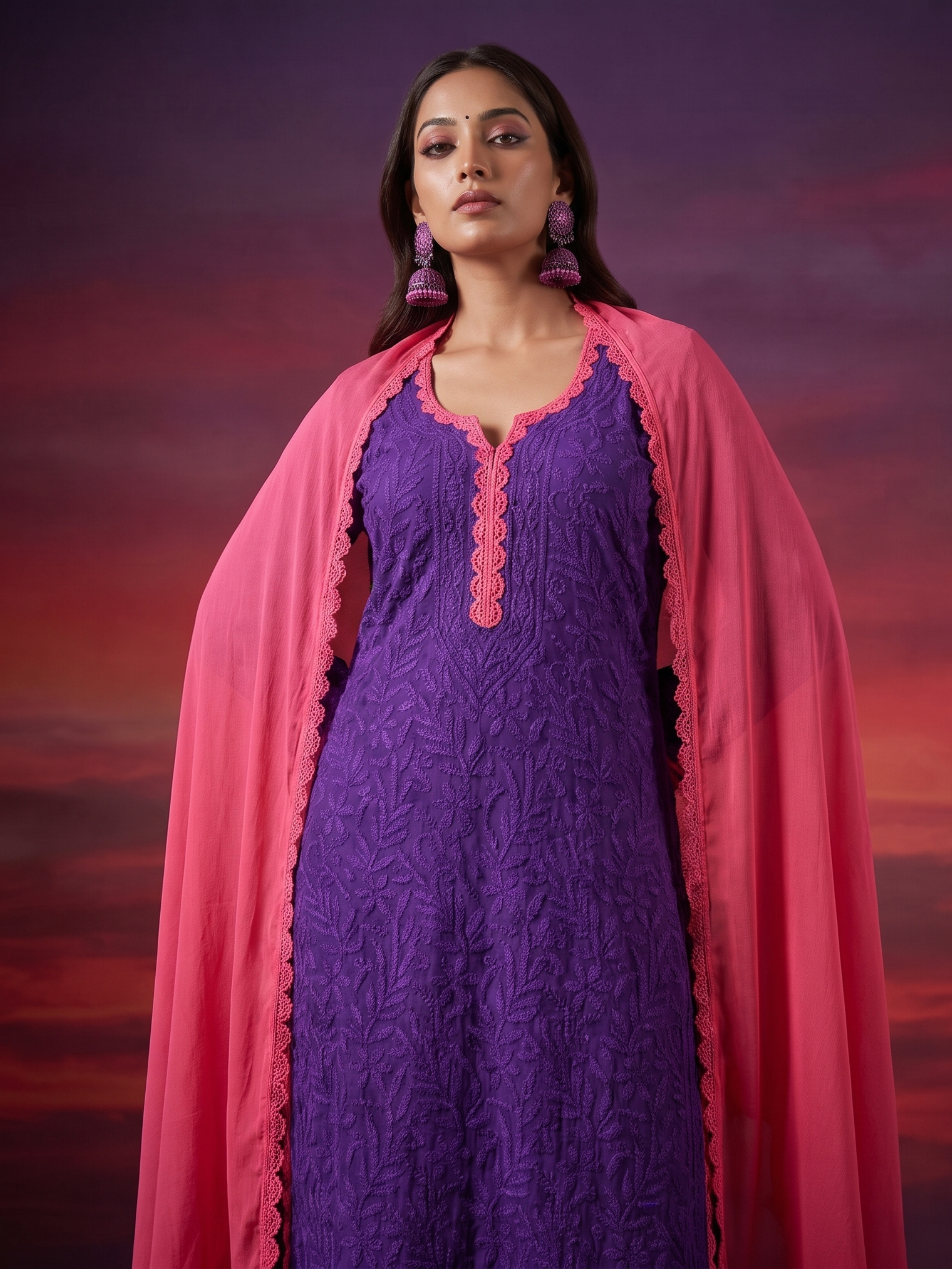 Annecy Chikankari & Lace Kurta Set (Set of 3)
