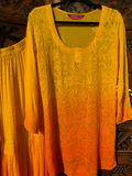 Tuscan Gold Mukaish Gharara Short Kurta Set (Set of 3)