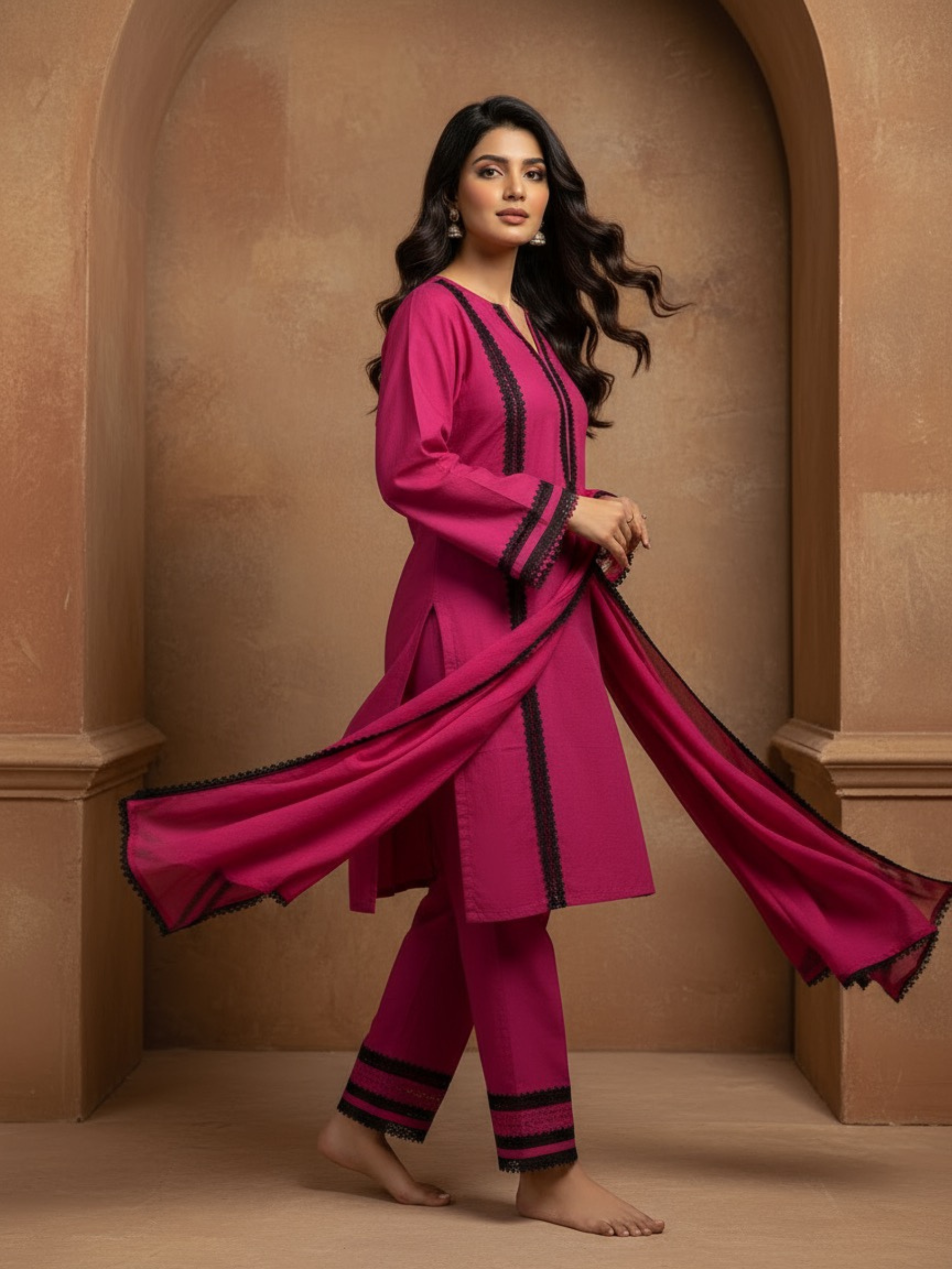 Alaya Cotton Lace Kurta Set (Set of 3)