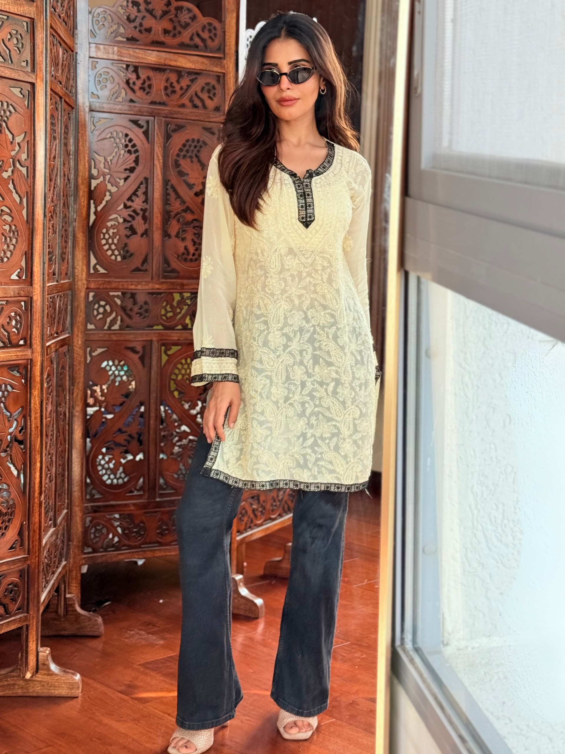 Butter Noir Chikankari Short Kurta