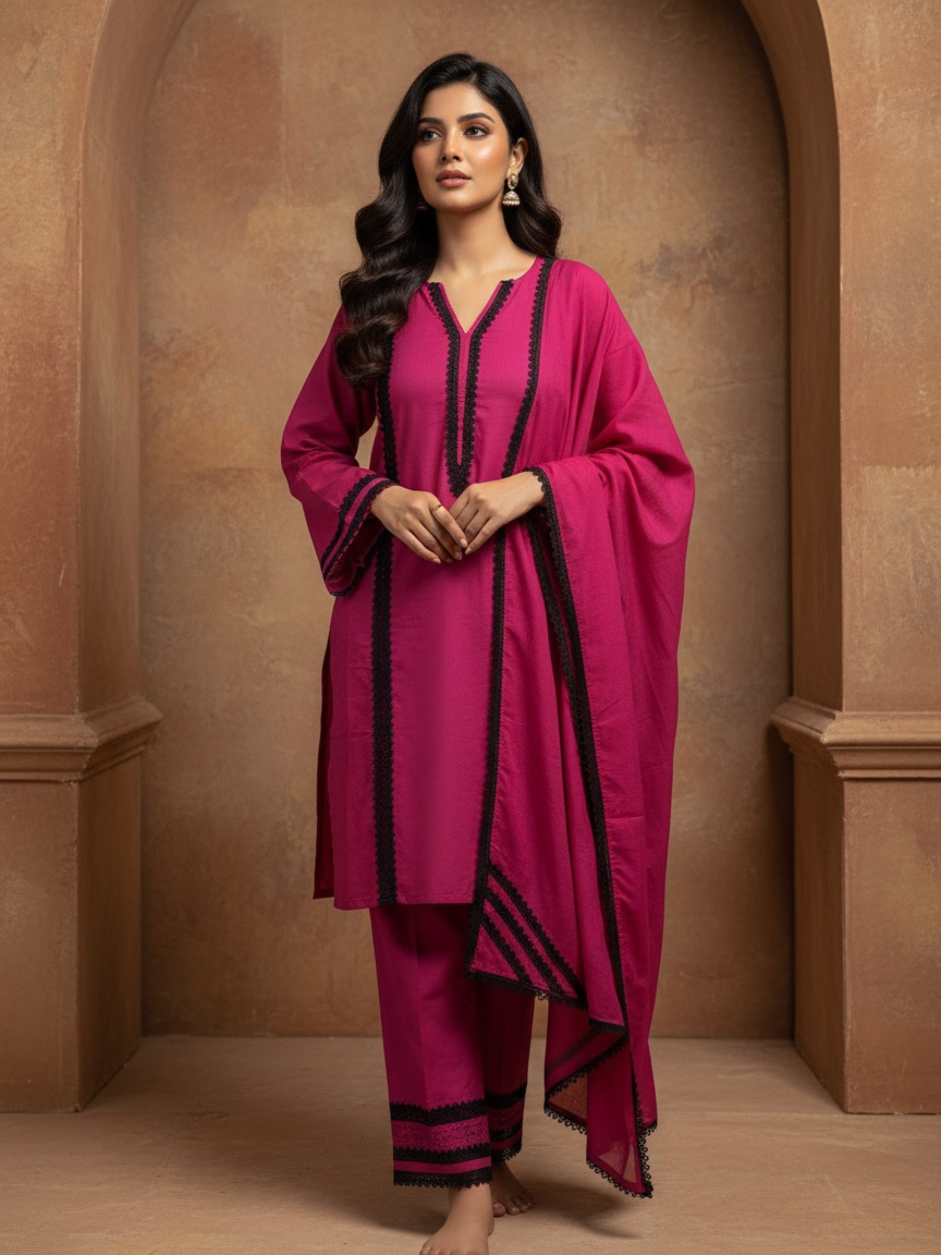 Alaya Cotton Lace Kurta Set (Set of 3)