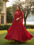 Ravello Red Chikankari & Mukaish Anarkali Set (Set of 3)