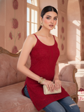 Scarlet Red Chikankari Kurta