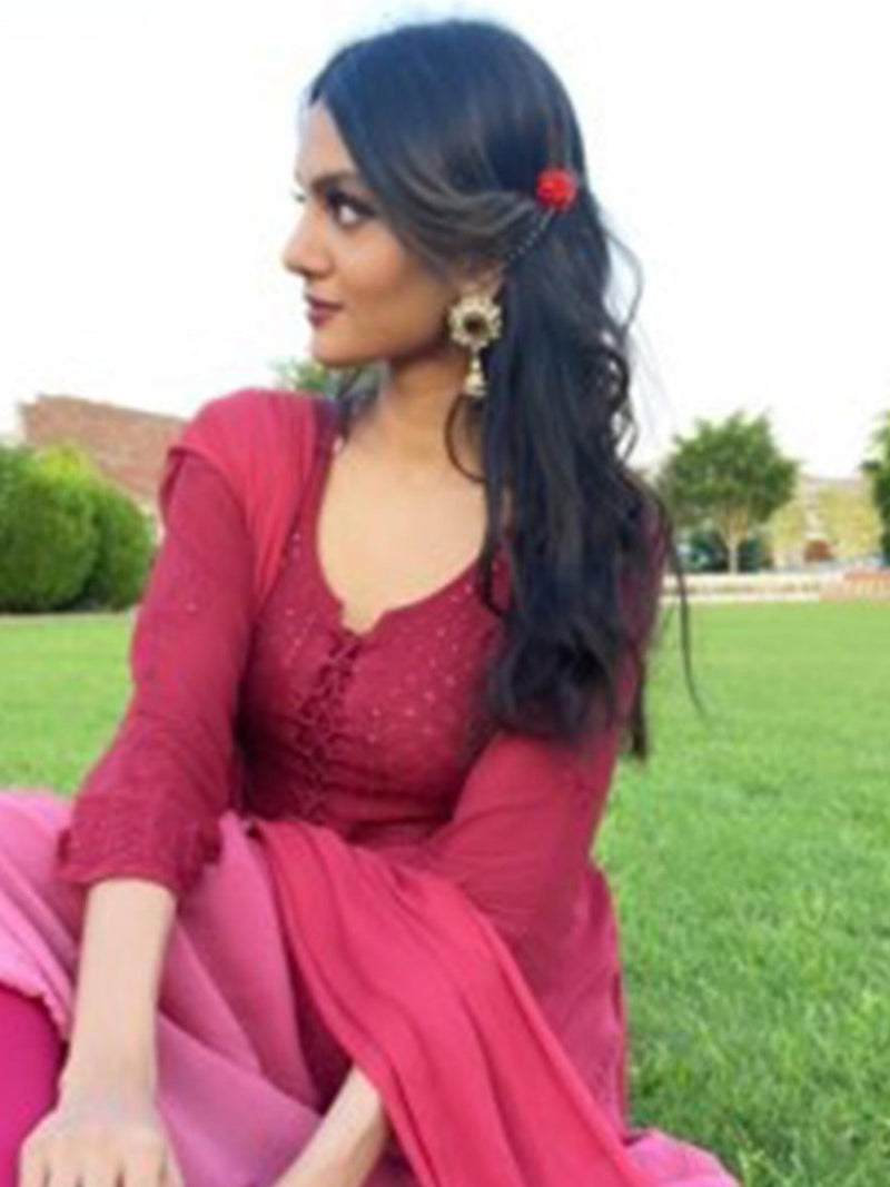 Muse Red Ombré Anarkali Kurta Set