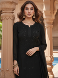 Cashmere Black Chikankari Kurta Set (Set of 3)