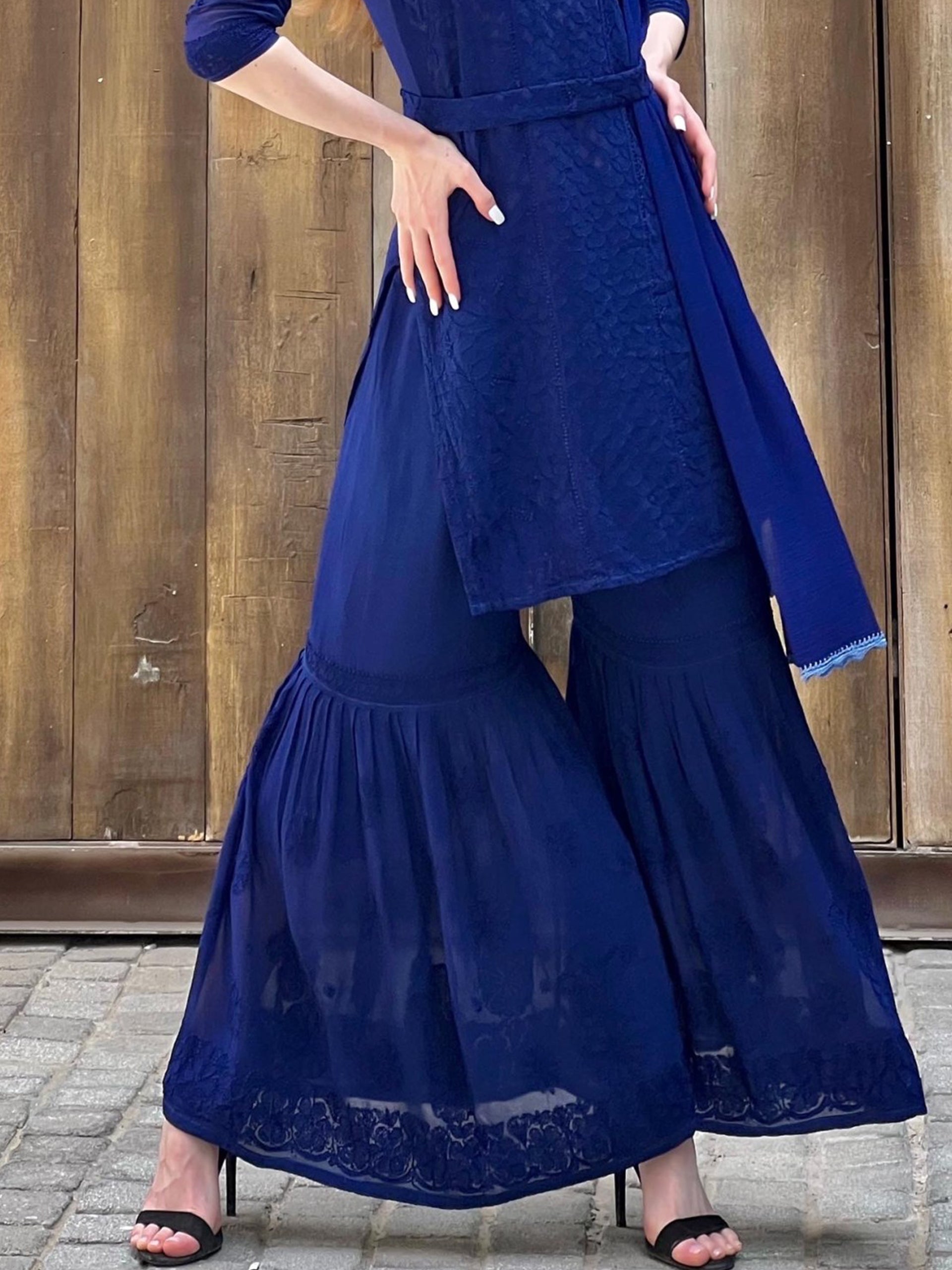 Egyptian Blue Chikankari Kurta - Shop Label Aishwaryrika