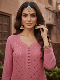 Dusty Rose Ring Work Kurta Set