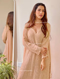 Elara Classic Beige Chikankari Kurta Set (Set of 3)