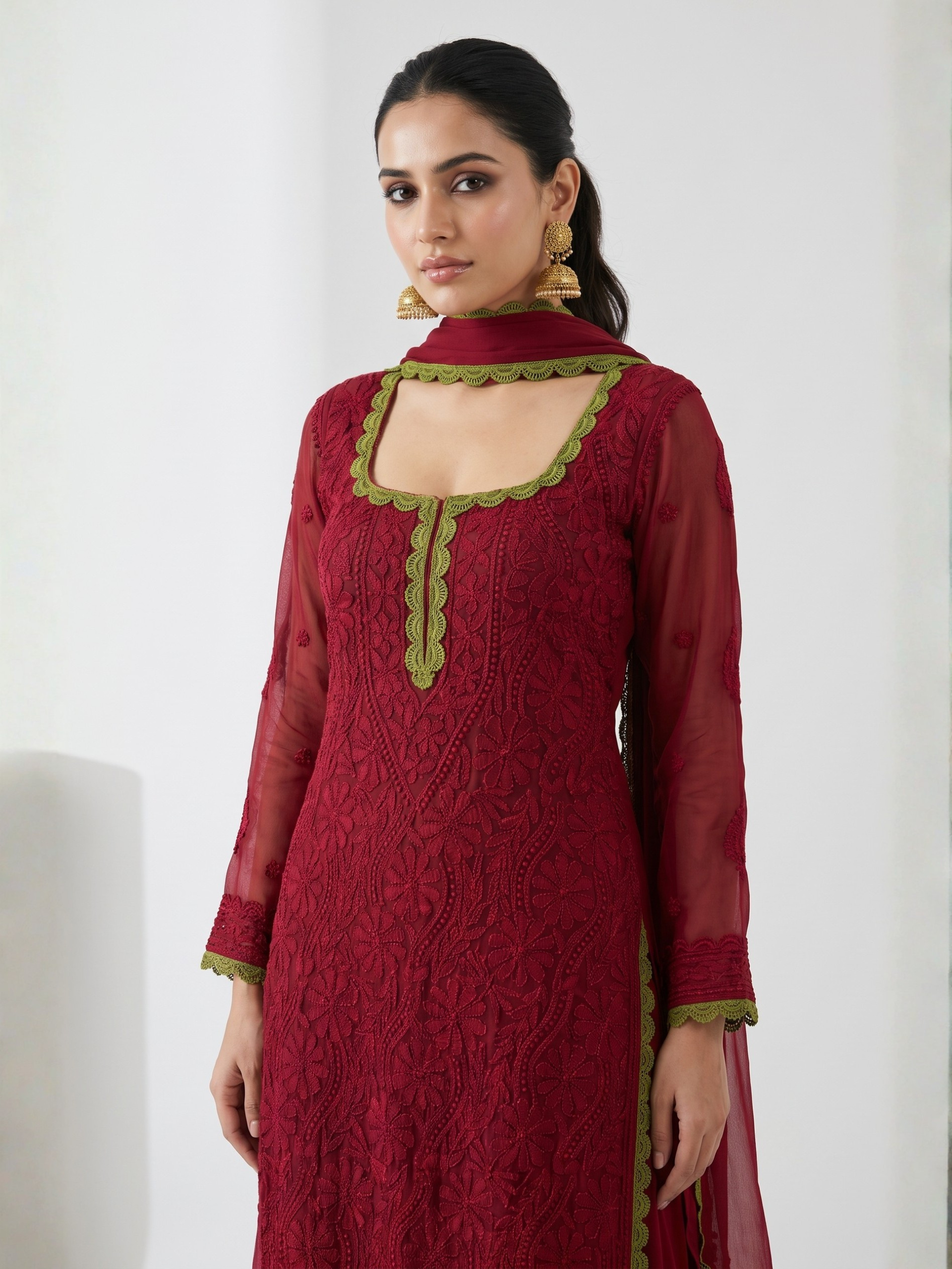 Elara Chikankari & Lace Kurta Set (Set of 3)