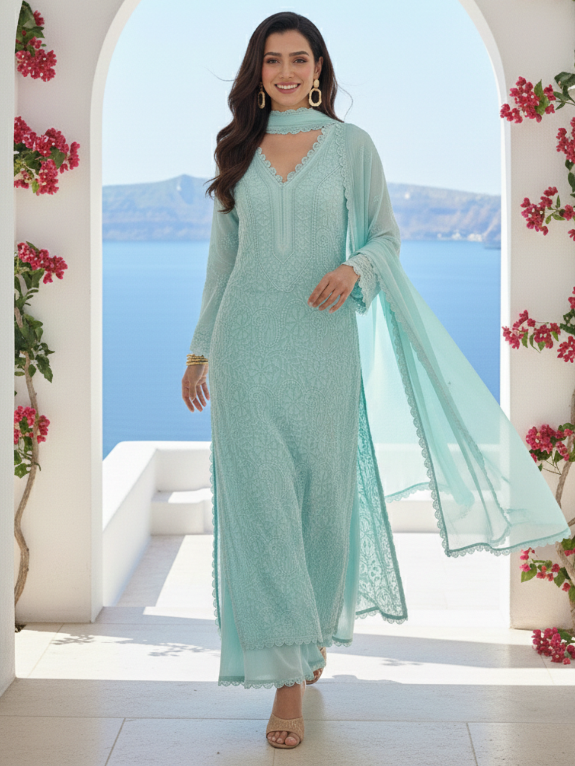 Azzura Chikankari Kurta Set (Set of 3)