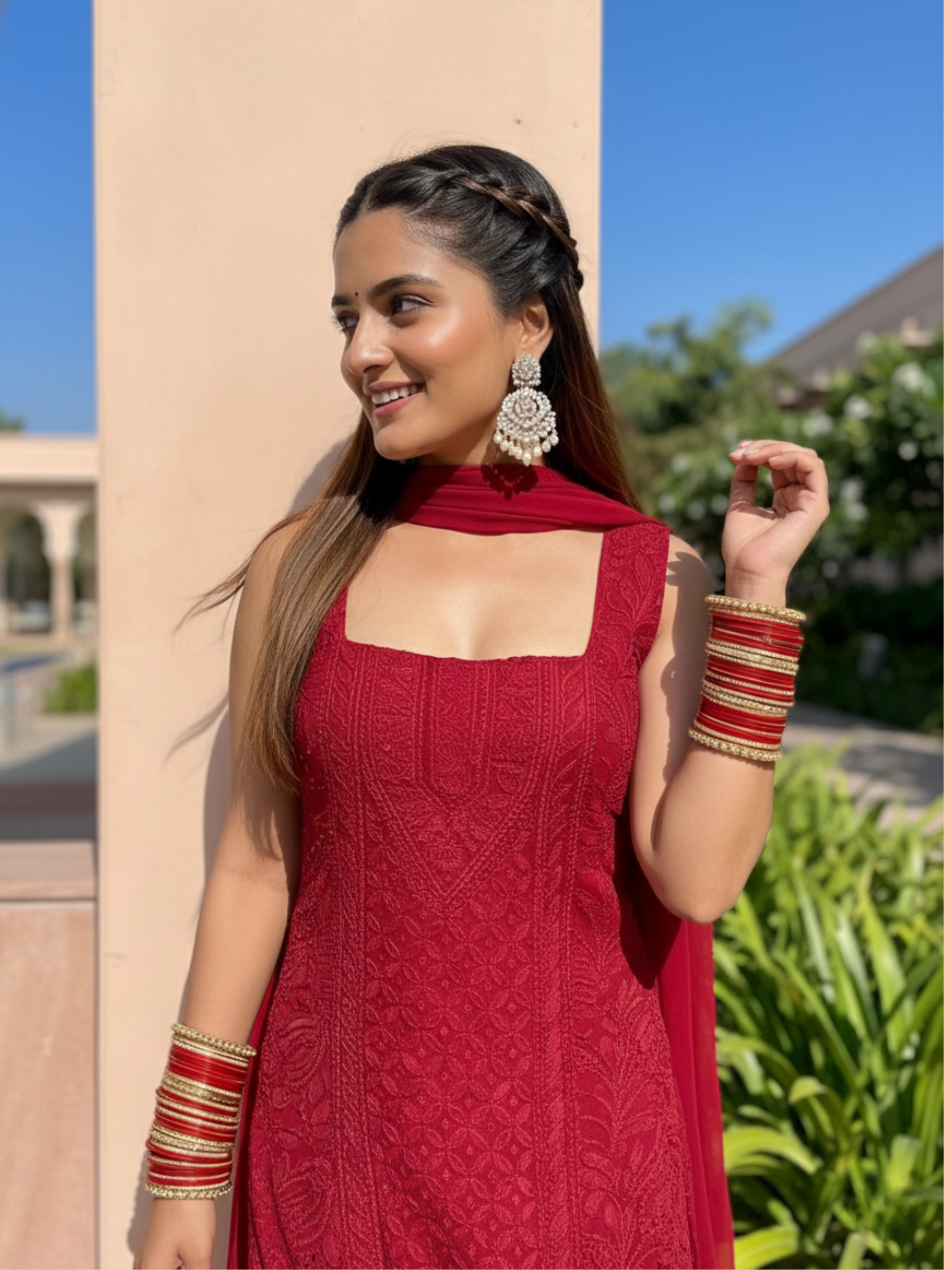 Rosaria Chikankari Square Neck Kurta-Set