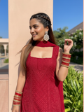 Rosaria Chikankari Square Neck Kurta-Set