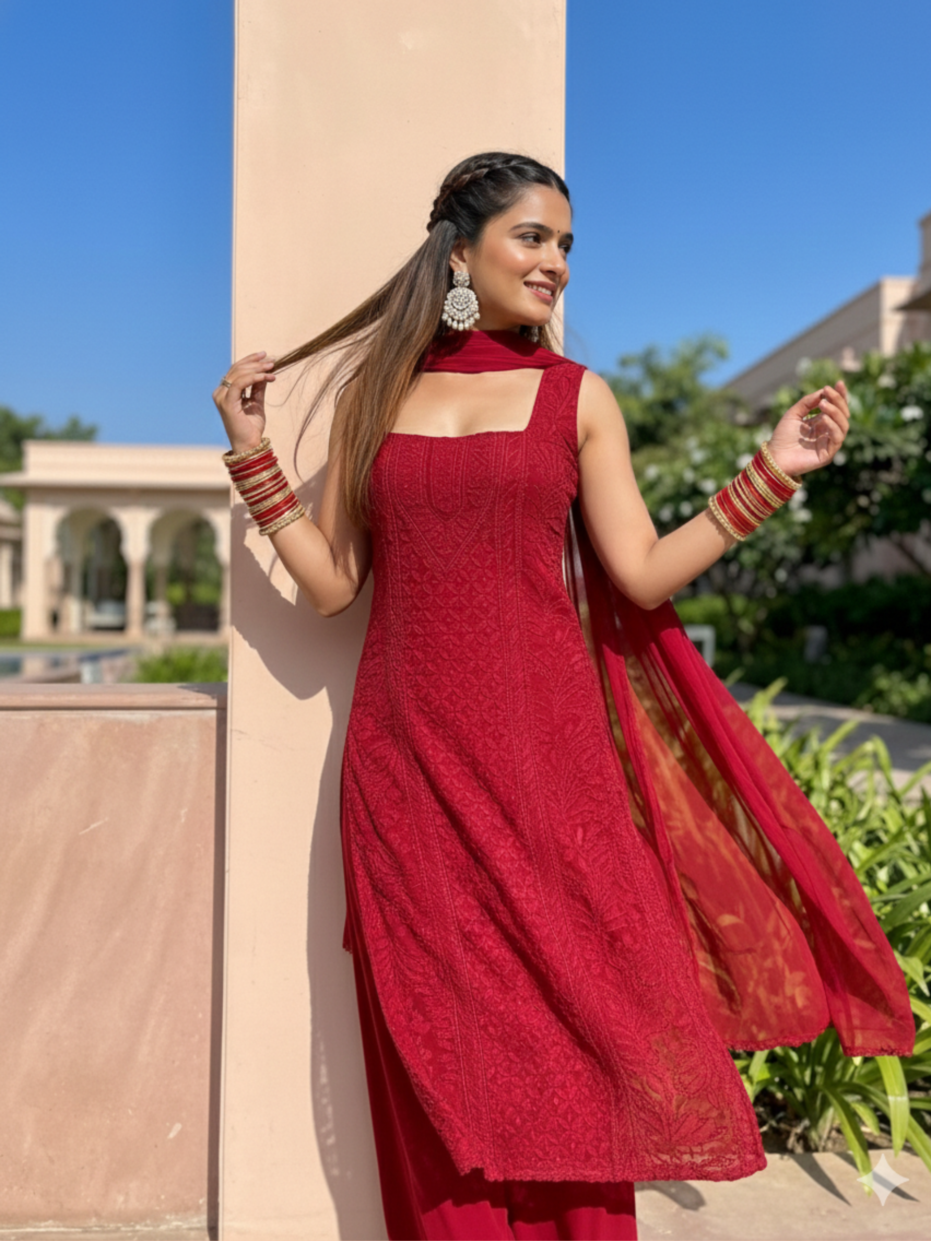 Rosaria Chikankari Square Neck Kurta-Set