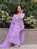 Velvet Twilight Chikankari & Lace Kurta Set (Set of 3)
