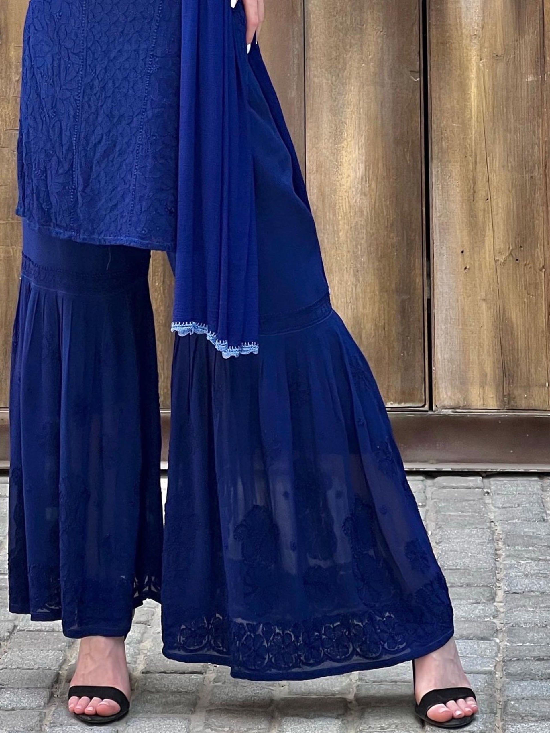 Egyptian Blue Chikankari Kurta - Shop Label Aishwaryrika