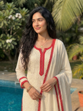 Rose & Butter Yellow Chikankari Kurta Set (Set of 3)