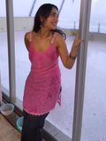 Kusha's Pink Floral Chikankari & Lace Short Kurta