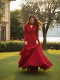Ravello Red Chikankari & Mukaish Anarkali Set (Set of 3)