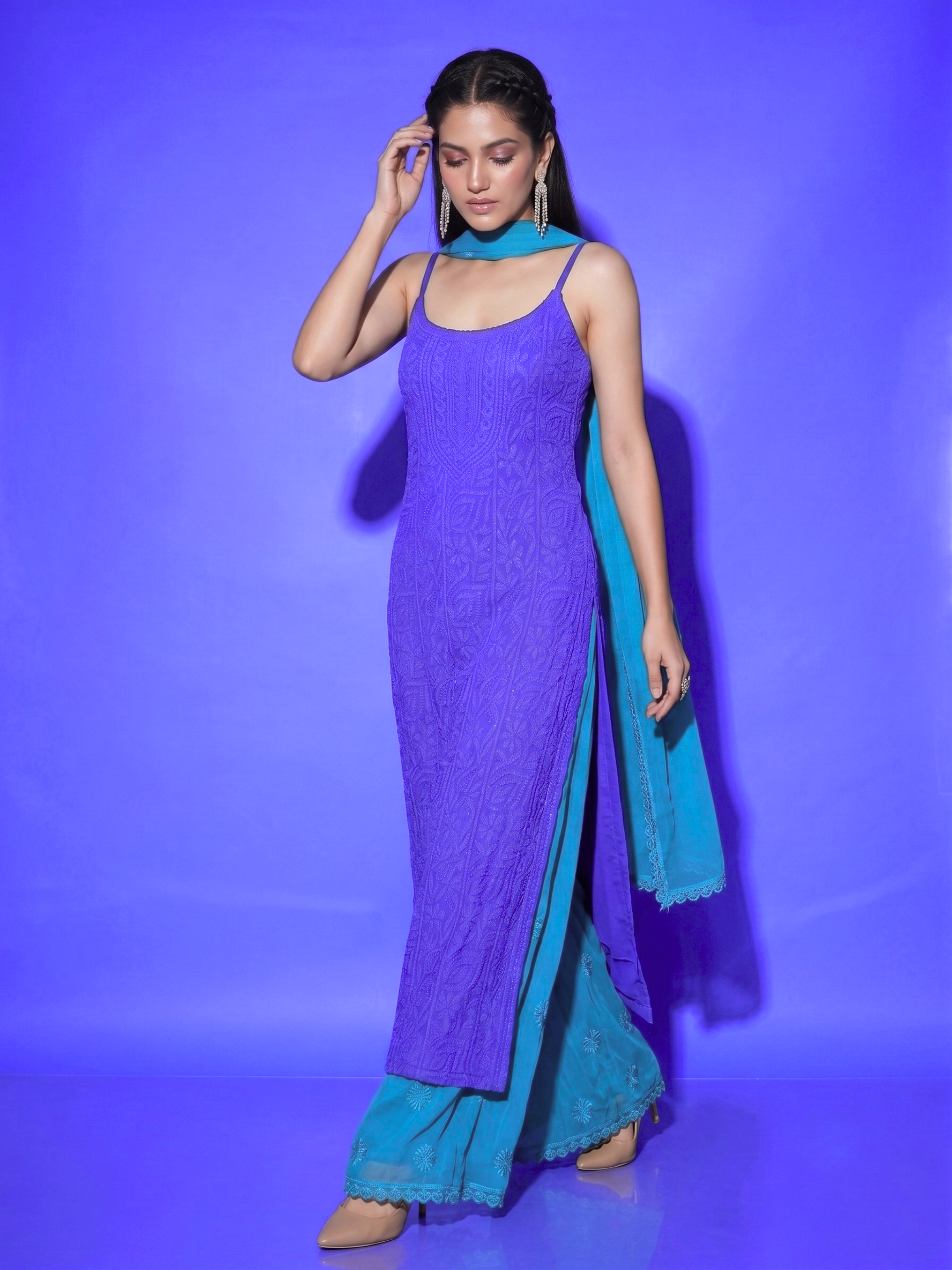 Amalfi Strappy Chikankari Kurta Set (Set of 3) (Copy)