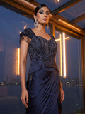 Midnight Sapphire Corset Drape Saree