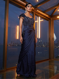 Midnight Sapphire Corset Drape Saree