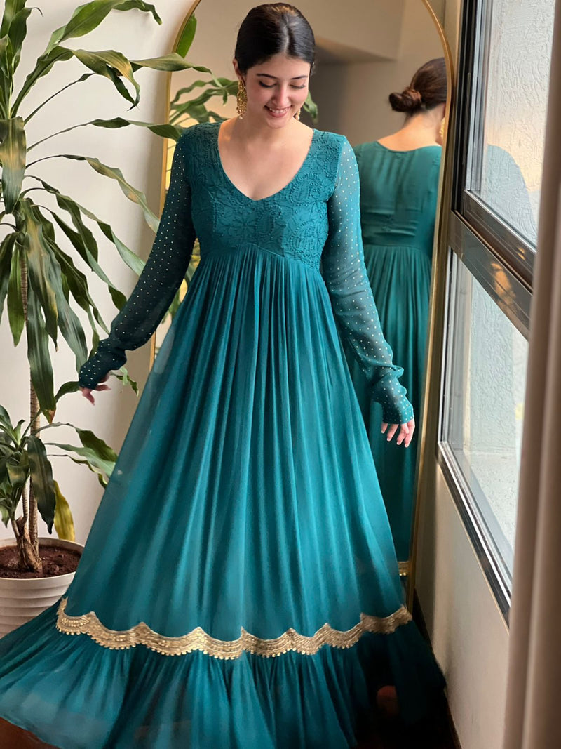 Elaine Chikankari Anarkali Gown