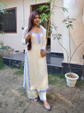 Aniyah Butter Yellow Chikankari Kurta Set (set of 3)