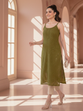 Dreamy Olive Chikankari Long Kurta