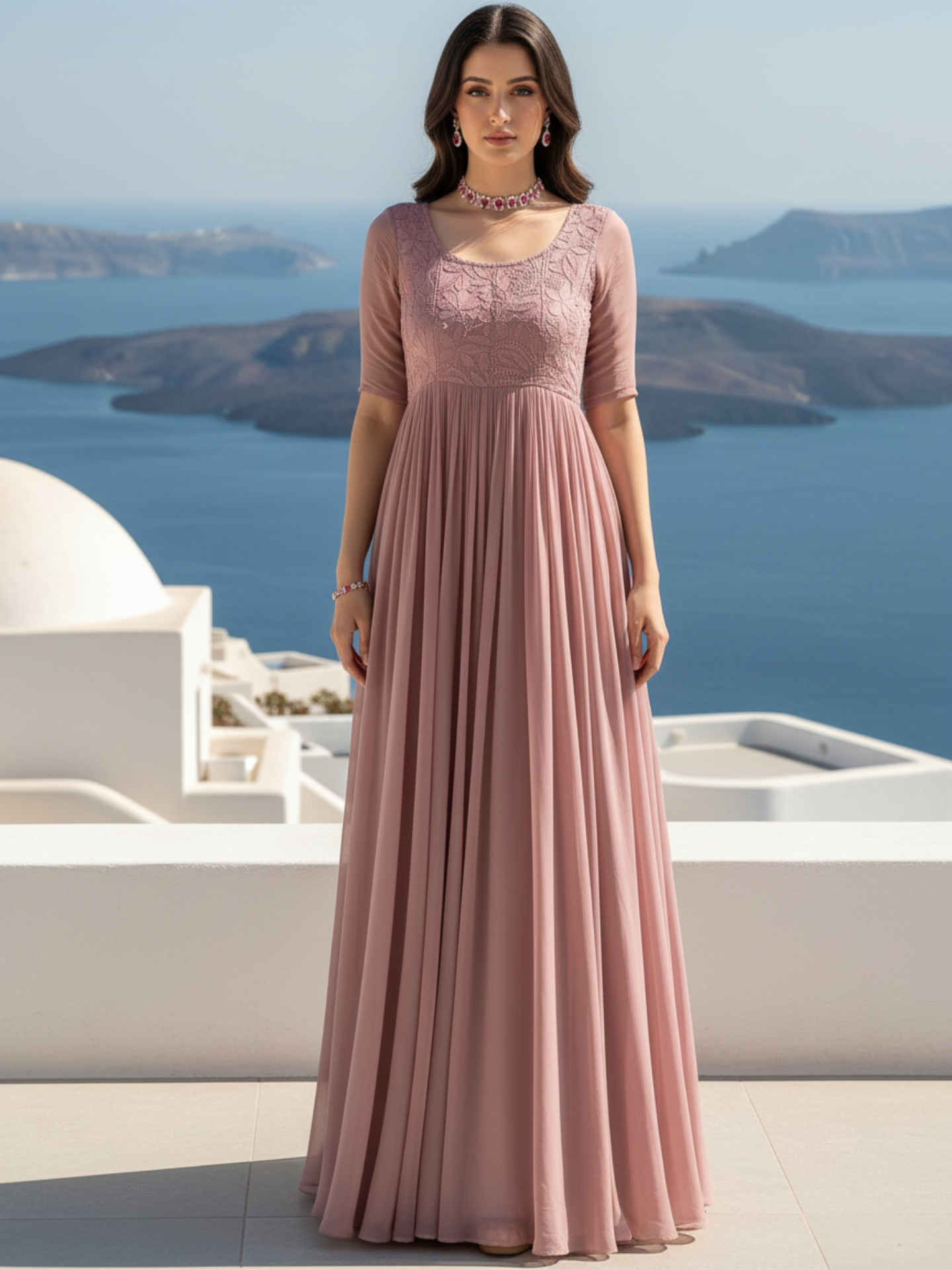 Mauve Muse Chikankari Gown