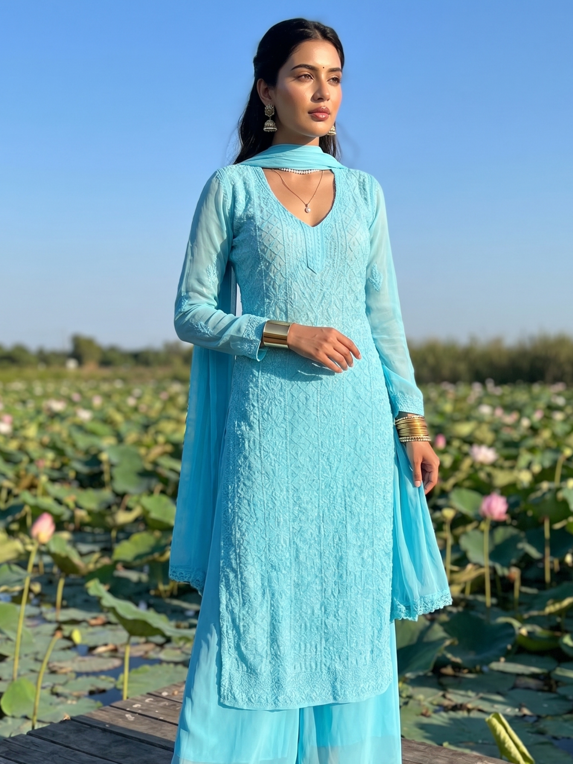Blue Curaçao Chikankari Set