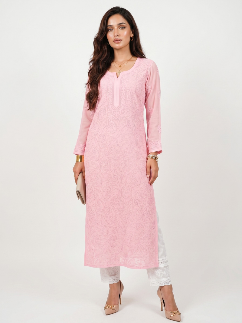Rose Pink Chikankari Kurta