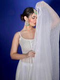 White Dove Chikankari & Iridescent Pearl Embroidered Anarkali Kurta Set