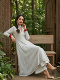 Ivory Dream Anarkali Chikankari Set (Set of 3)
