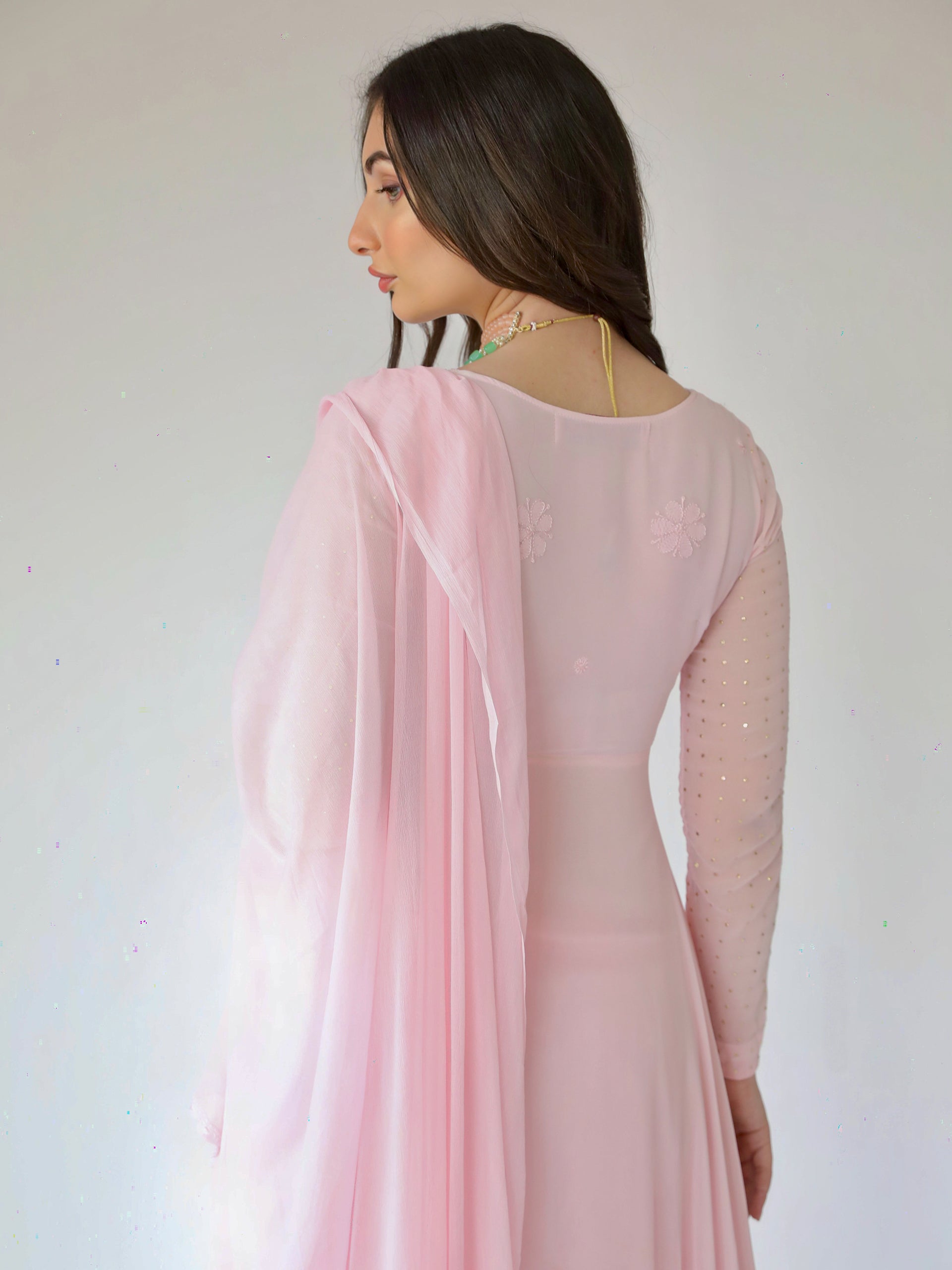 Camellia Pink Chikankari Anarkali Set