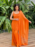 Mabel Chikankari Gharara Short Kurta Set (Set of 3)