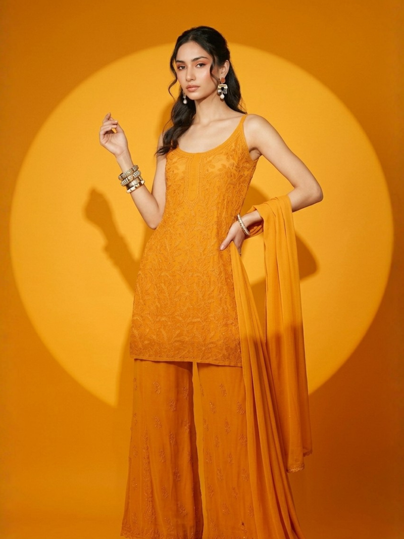 Mango Chikankari Short Kurta Set