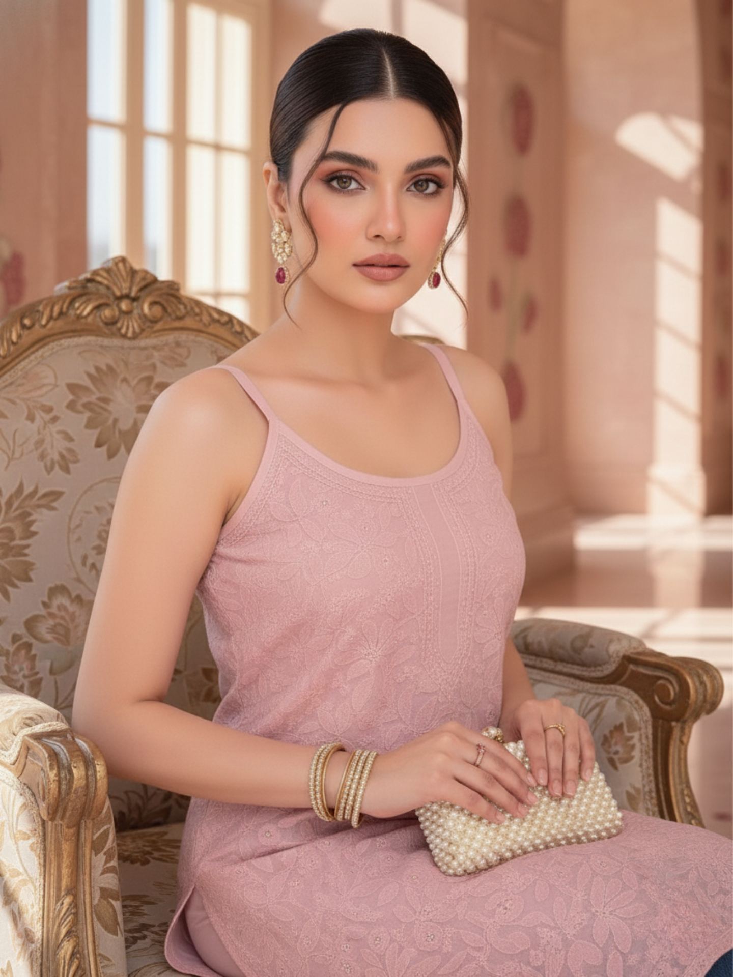 Powder Pink Chikankari Kurta