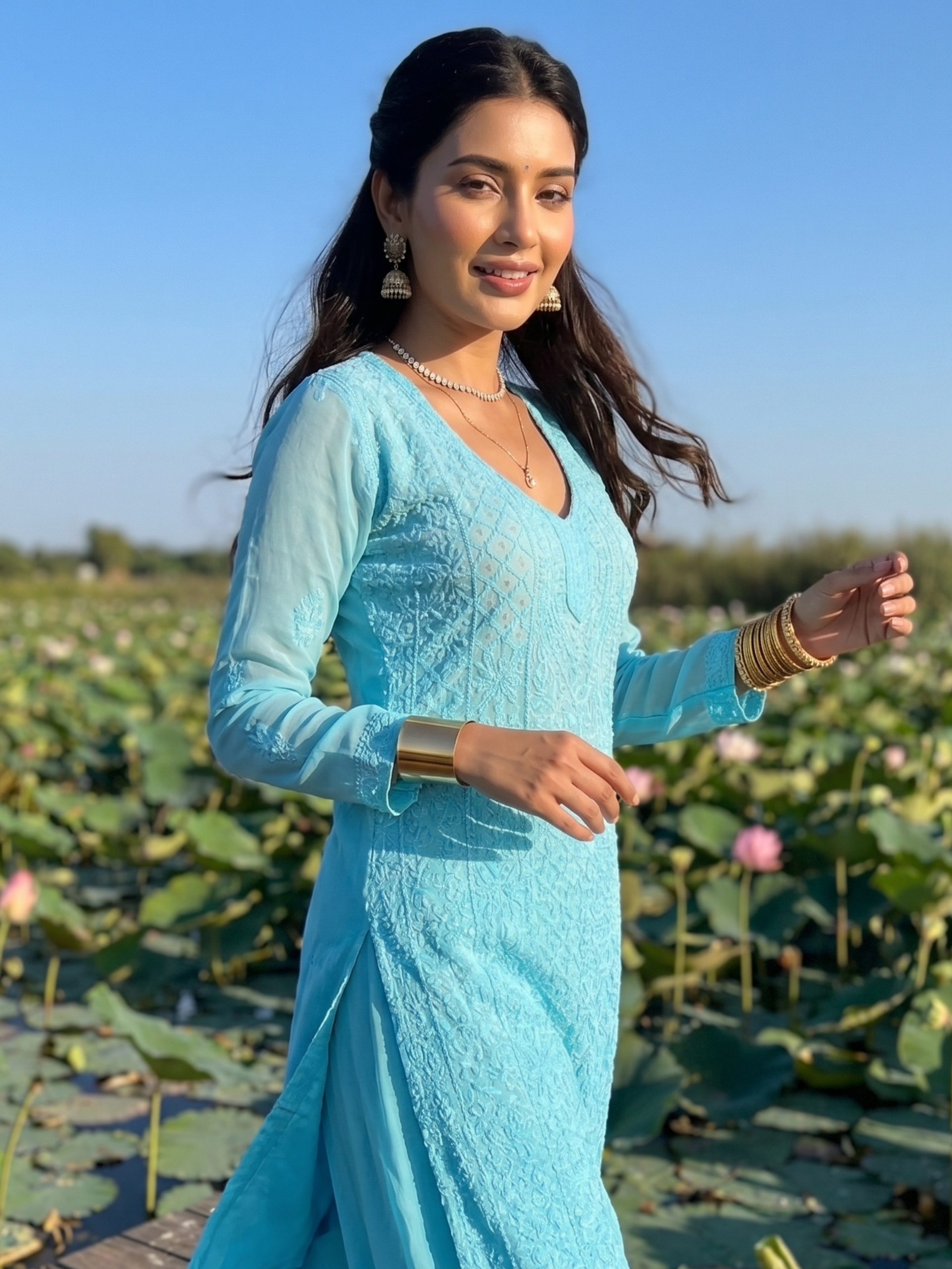 Blue Curaçao Chikankari Set
