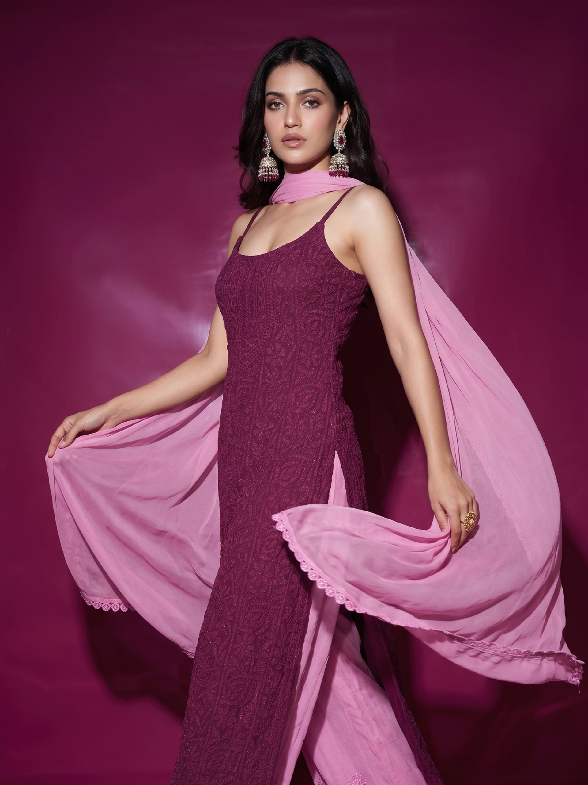 Carolina Strappy Chikankari Kurta Set (Set of 3)