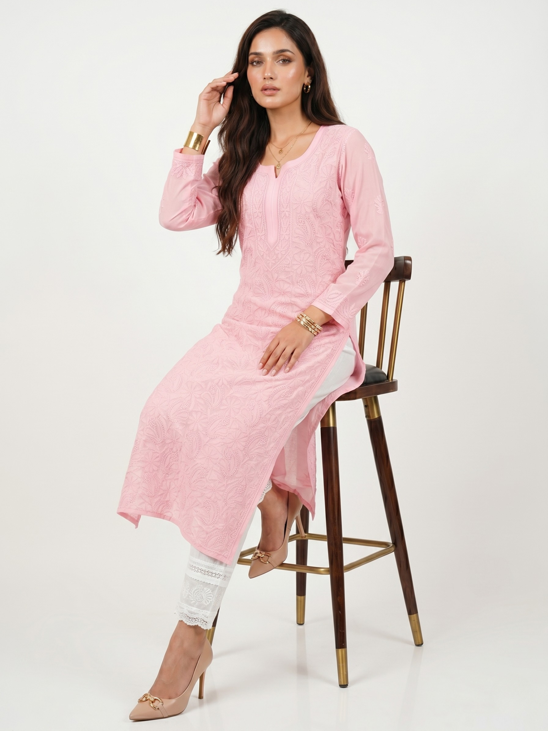 Rose Pink Chikankari Kurta
