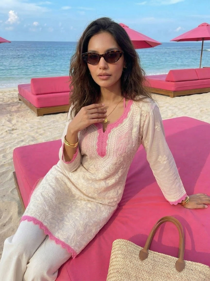 Milky Wave Chikankari Short Kurta