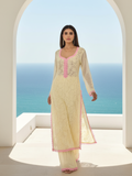 Bianca Butter Yellow Chikankari Kurta Set (Set of 3)