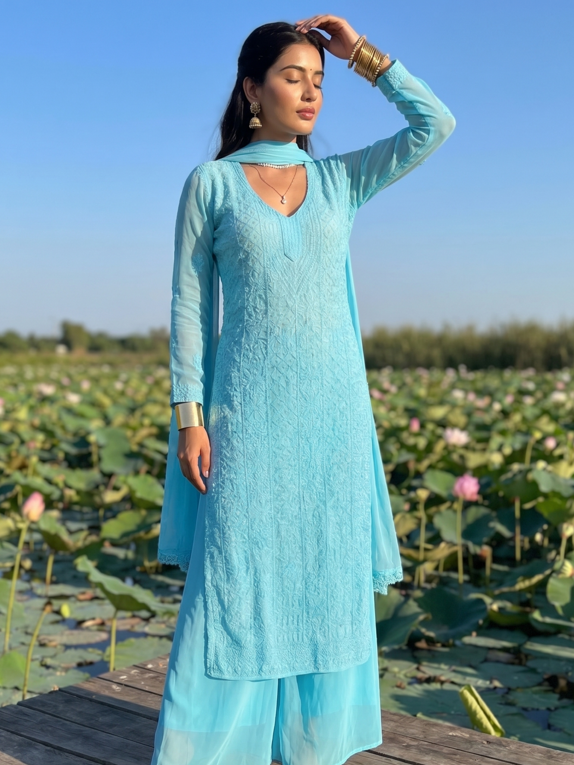 Blue Curaçao Chikankari Set