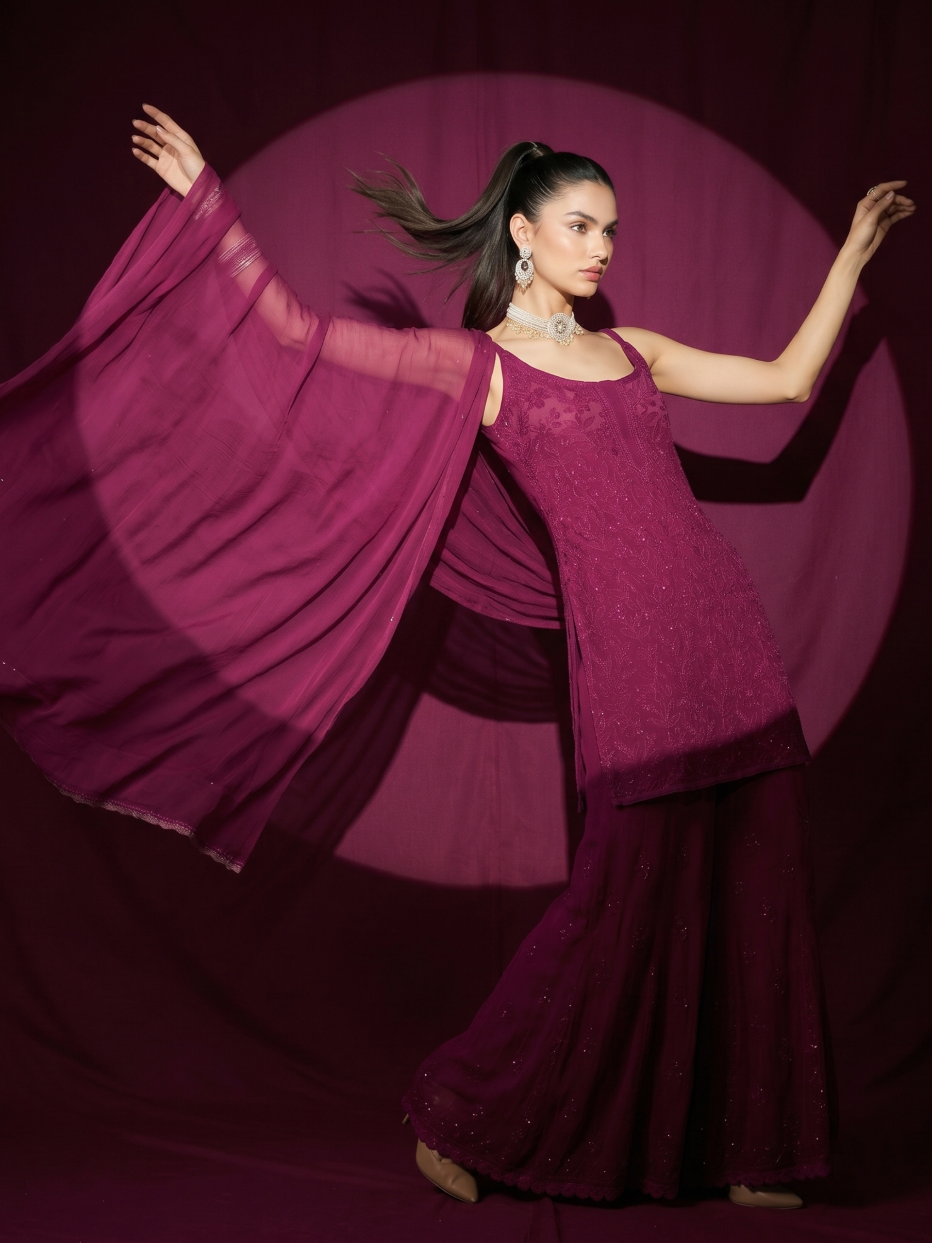 Winery Chikankari Short Kurta Set