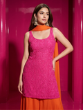 Natalia Chikankari Short Kurta-Gharara Set (Set of 3)